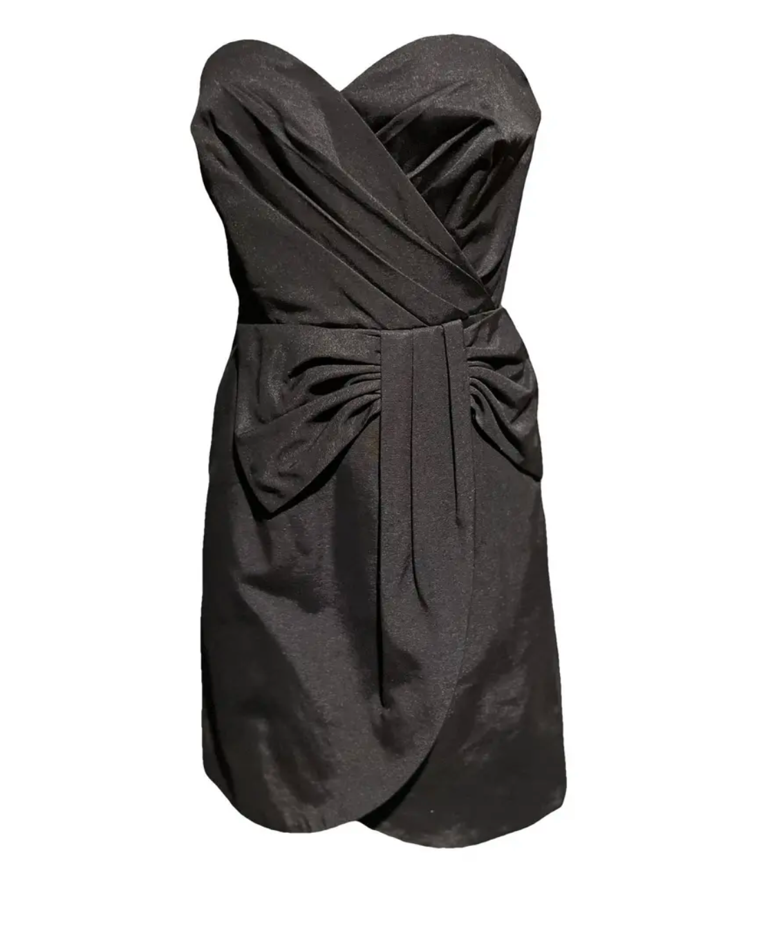 Black Strapless Mini Dress with Bow Detail
