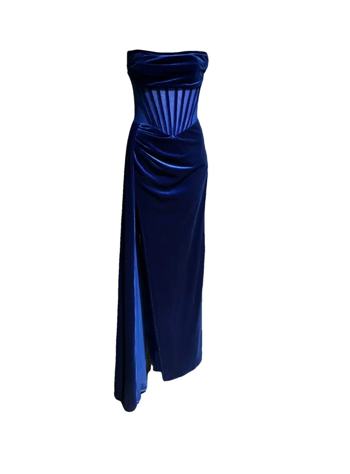 Elegant Royal Blue Velvet Evening Gown